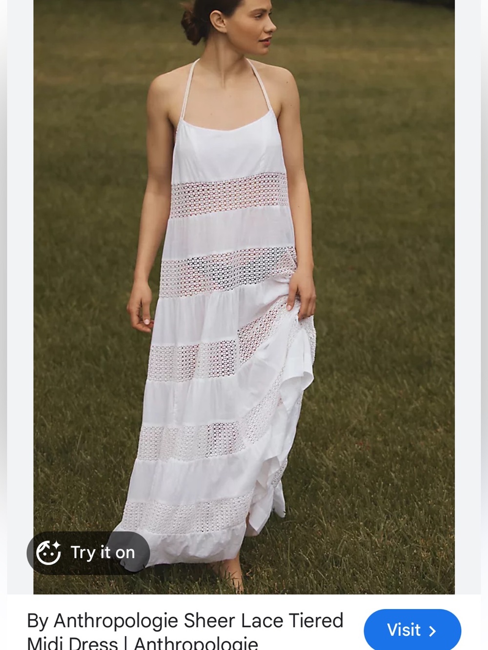 Anthropologie lace tiered maxi dress